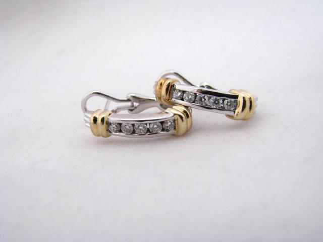 Appraisal: K white and yellow gold diamond hoop earrings