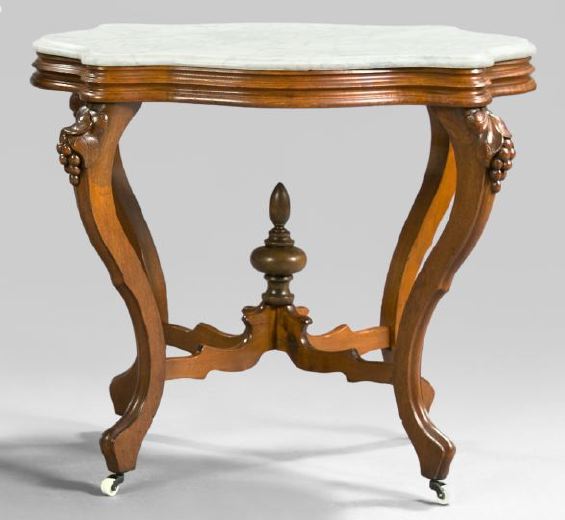 Appraisal: American Rococo Revival Mahogany and Marble-Top Center Table third quarter