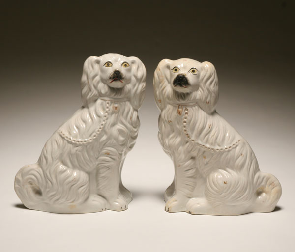 Appraisal: Pair of early English Staffordshire spaniels painted accents and padlock