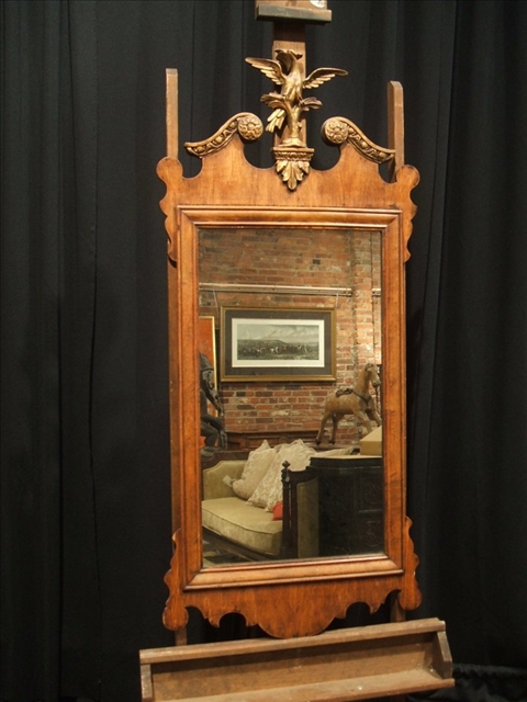 Appraisal: CHIPPENDALE STYLE STAINED WOOD MIRROR Late th century The rectangular