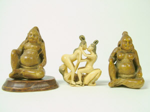 Appraisal: An oriental carved ivory erotic figure group height cm with