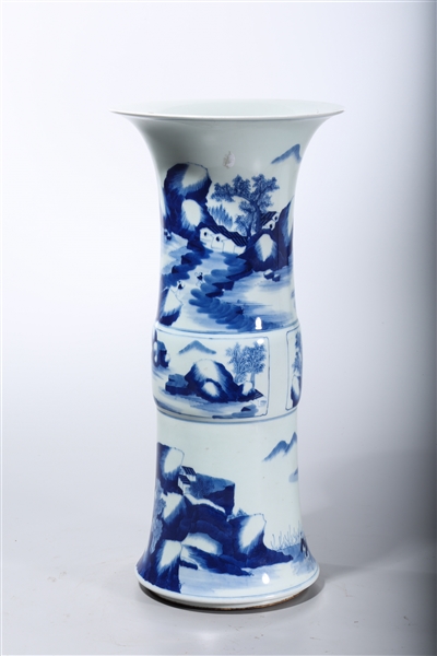 Appraisal: Chinese blue and white porcelain gu-form vase depicting a variety