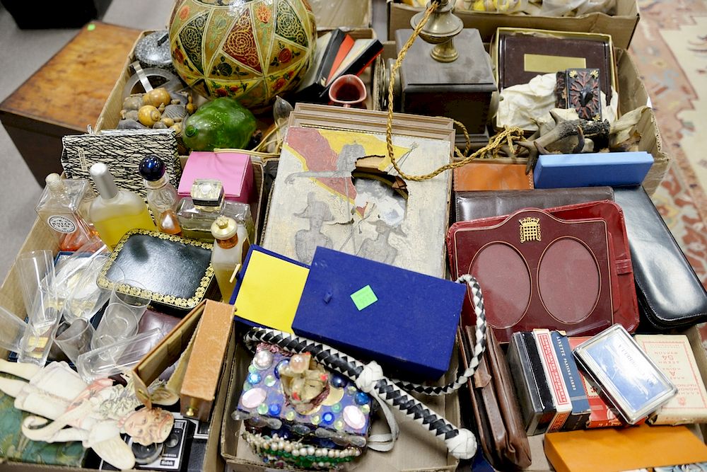 Appraisal: Seven tray lots of assorted items to include copper enamel