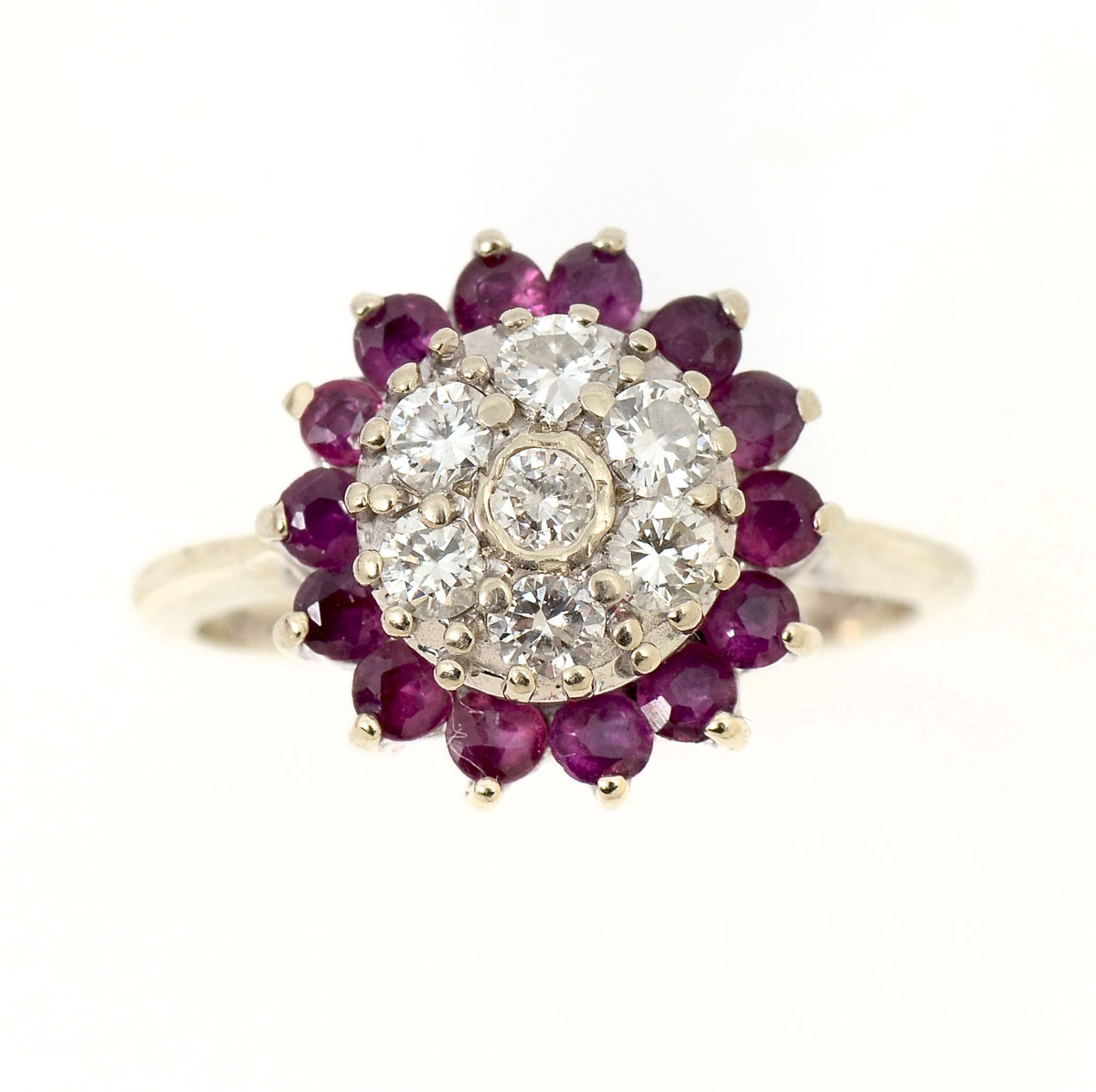 Appraisal: K DIAMOND RUBY RING K RUBY DIAMOND RING K white