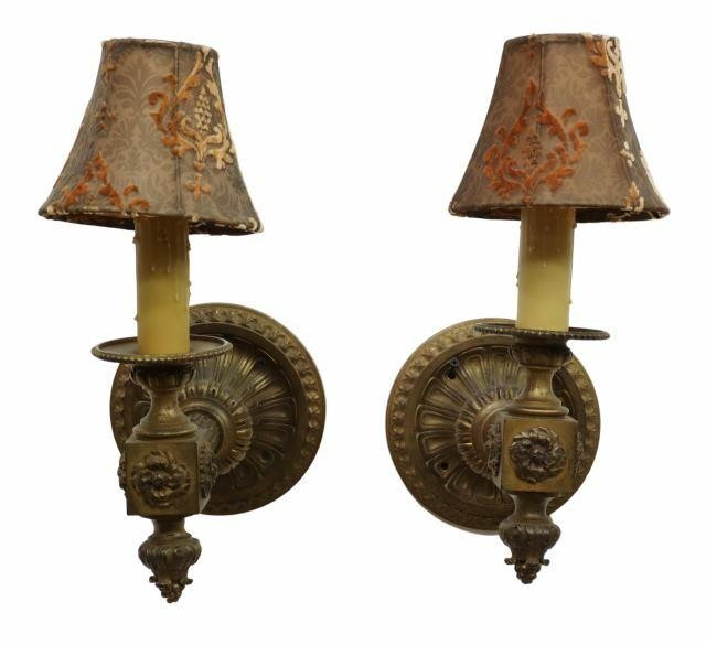 Appraisal: lot of French Empire style bronze wall sconces Beau and