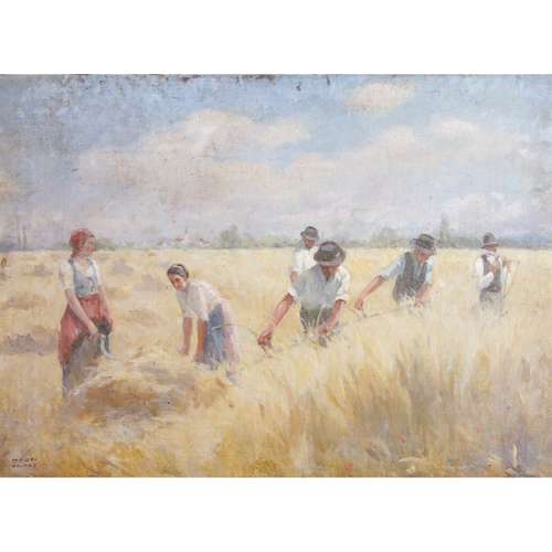 Appraisal: Nagy Vilmos Hungarian - oil mounted on board of wheat