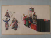 Appraisal: Chinese Body colour on rice paper titled 'Ceremonial Dancers' x