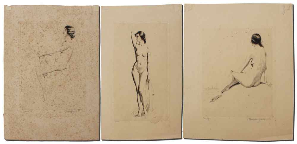 Appraisal: HOBBS Morris Henry American - Piece Nude Etching Lot to