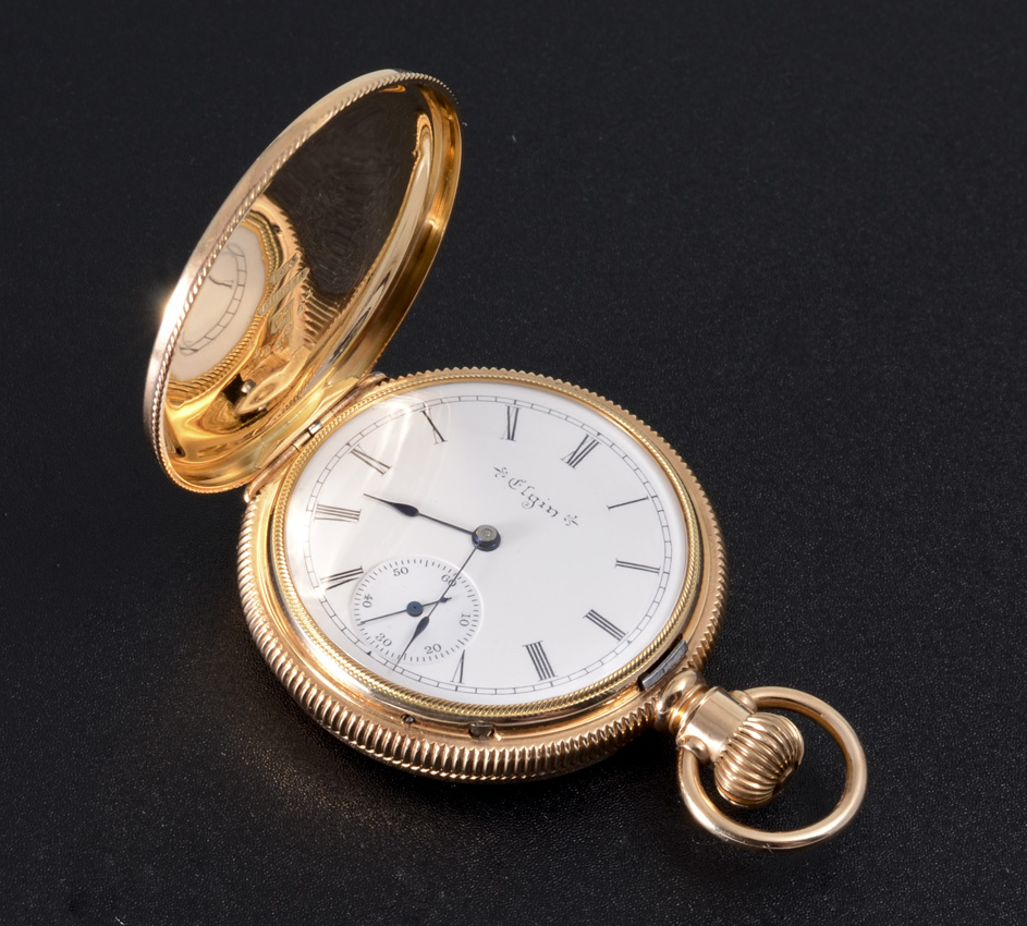 Appraisal: K YELLOW GOLD ELGIN HUNTER CASE POCKET WATCH Circa size