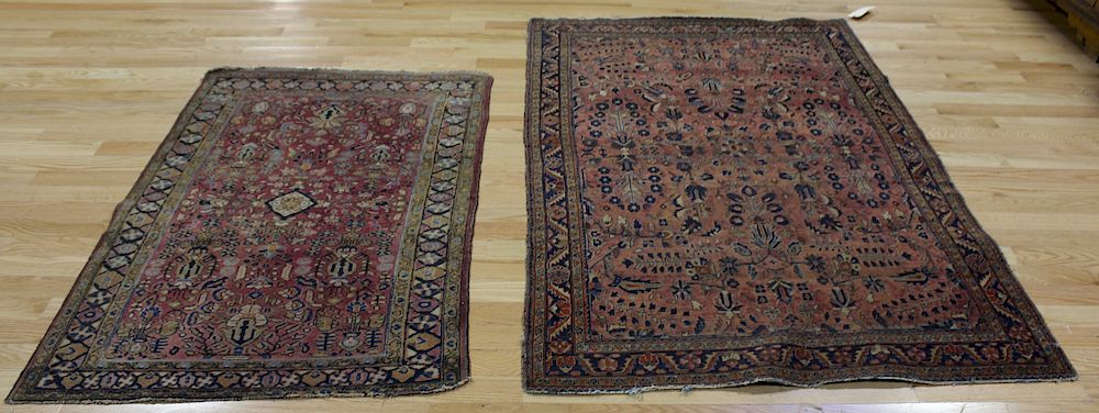 Appraisal: Antique And Finely Hand Woven Sarouk Area Rugs From a