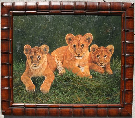 Appraisal: STRIBBLING David British th C Lion cubs Oil Canvas ''