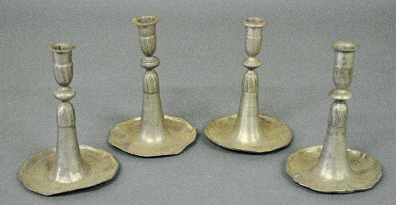 Appraisal: - Four Continental pewter candlesticks early th c h -