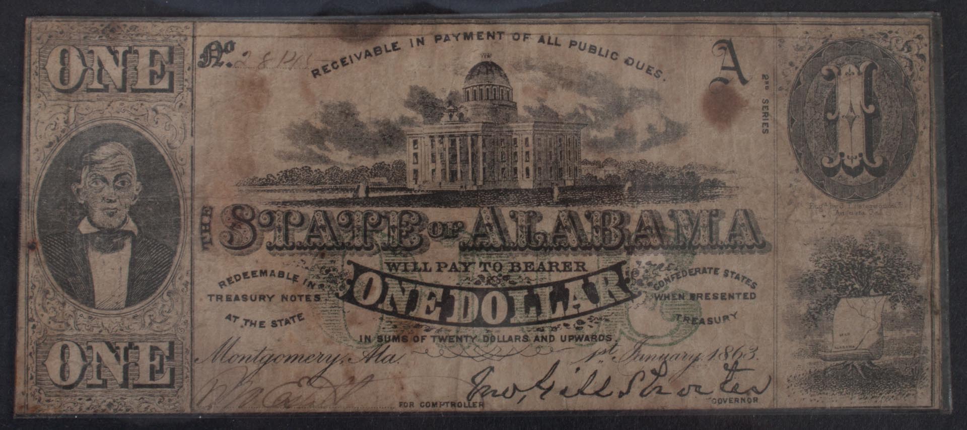 Appraisal: Four pieces of Alabama currency comprising c note st series