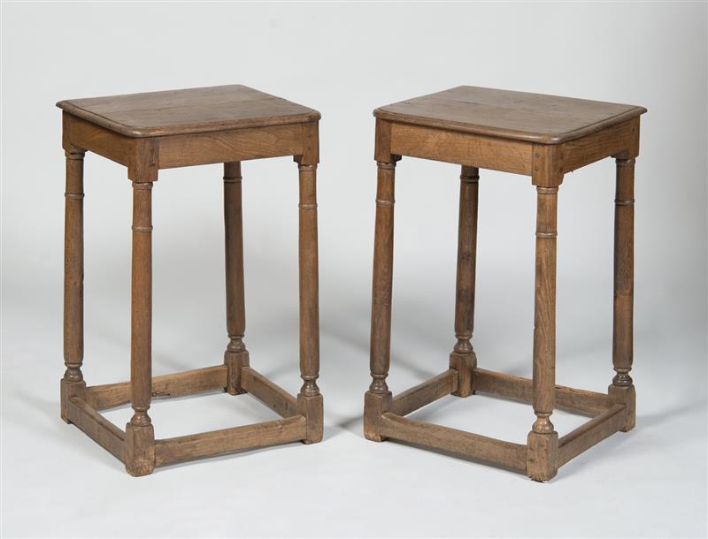 Appraisal: PAIR OF ENGLISH CARVED OAK END TABLES x x in