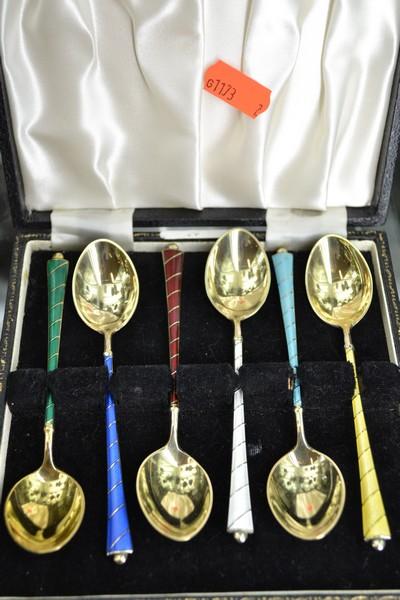 Appraisal: A SET OF SIX DANISH STERLING SILVER AND GILT ENAMELLED