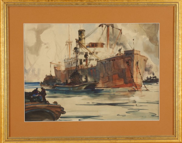 Appraisal: Port of Call watercolor x sight SLR Coggins Artist American