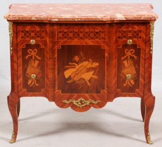 Appraisal: FRENCH FRUITWOOD AND MARBLE COMMODE C FRENCH FRUITWOOD AND MARBLE