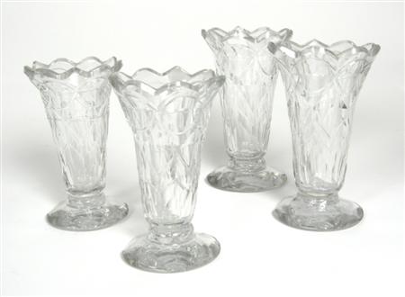 Appraisal: A set of six Irish cut glass custard glasses circa