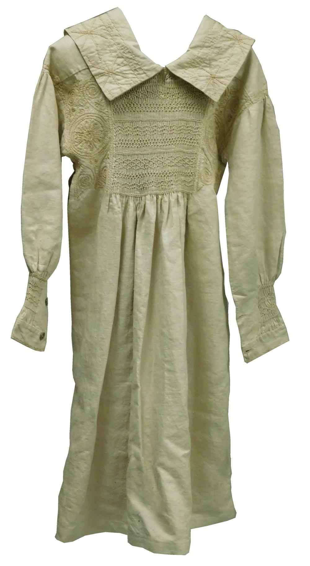 Appraisal: Farmer's smock th C English linen with smocking and embroidery