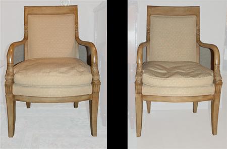 Appraisal: Pair of Empire Style Bleached Wood Armchairs Estimate -