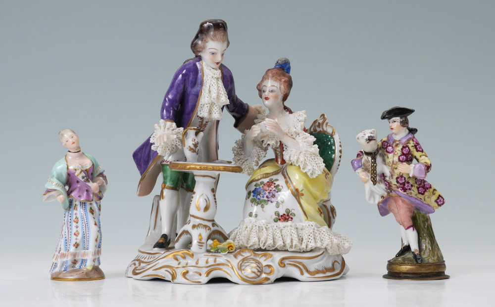 Appraisal: -PIECE GERMAN PORCELAIN FIGURES SCENT BOTTLES An assembled pieces total