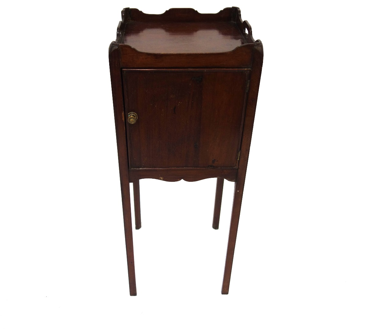 Appraisal: An early th century mahogany tray top pot cupboard with