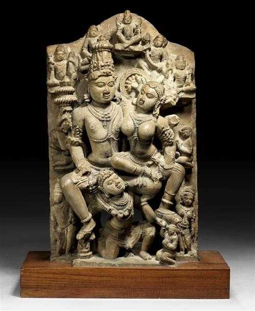 Appraisal: VISHNU AND LAKSHMI India late middle ages H cm Sandstone