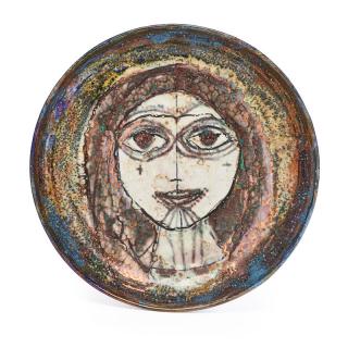 Appraisal: BEATRICE WOOD Plate with portrait BEATRICE WOOD - Iridescent plate