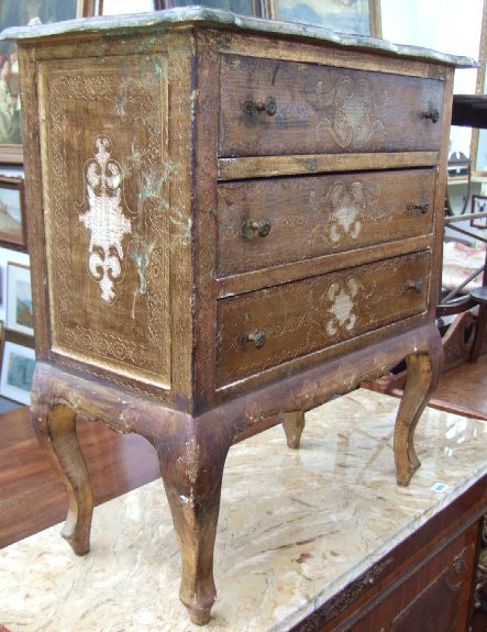 Appraisal: A Louis XVI style gold painted small chest the shaped