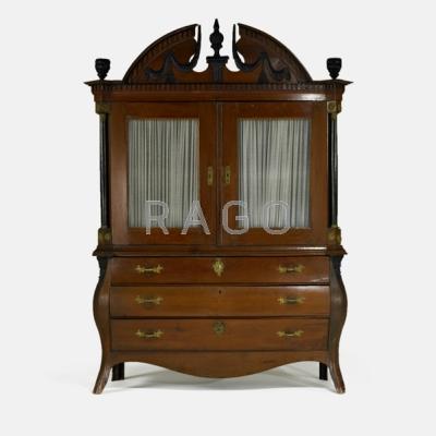 Appraisal: FRENCH PROVINCIAL Bombe commode and hutch th th c Oak