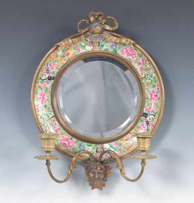 Appraisal: Rose Medallion Mirrored Wall Sconce Ormolu mounted surrounding a Rose