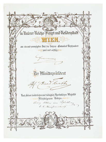 Appraisal: FRANZ JOSEPH I EMPEROR OF AUSTRIA Partly-printed vellum Document Signed