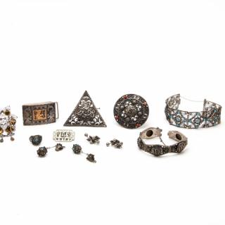 Appraisal: Group of Ethnic Jewelry including brooches one marked Guatemala earrings