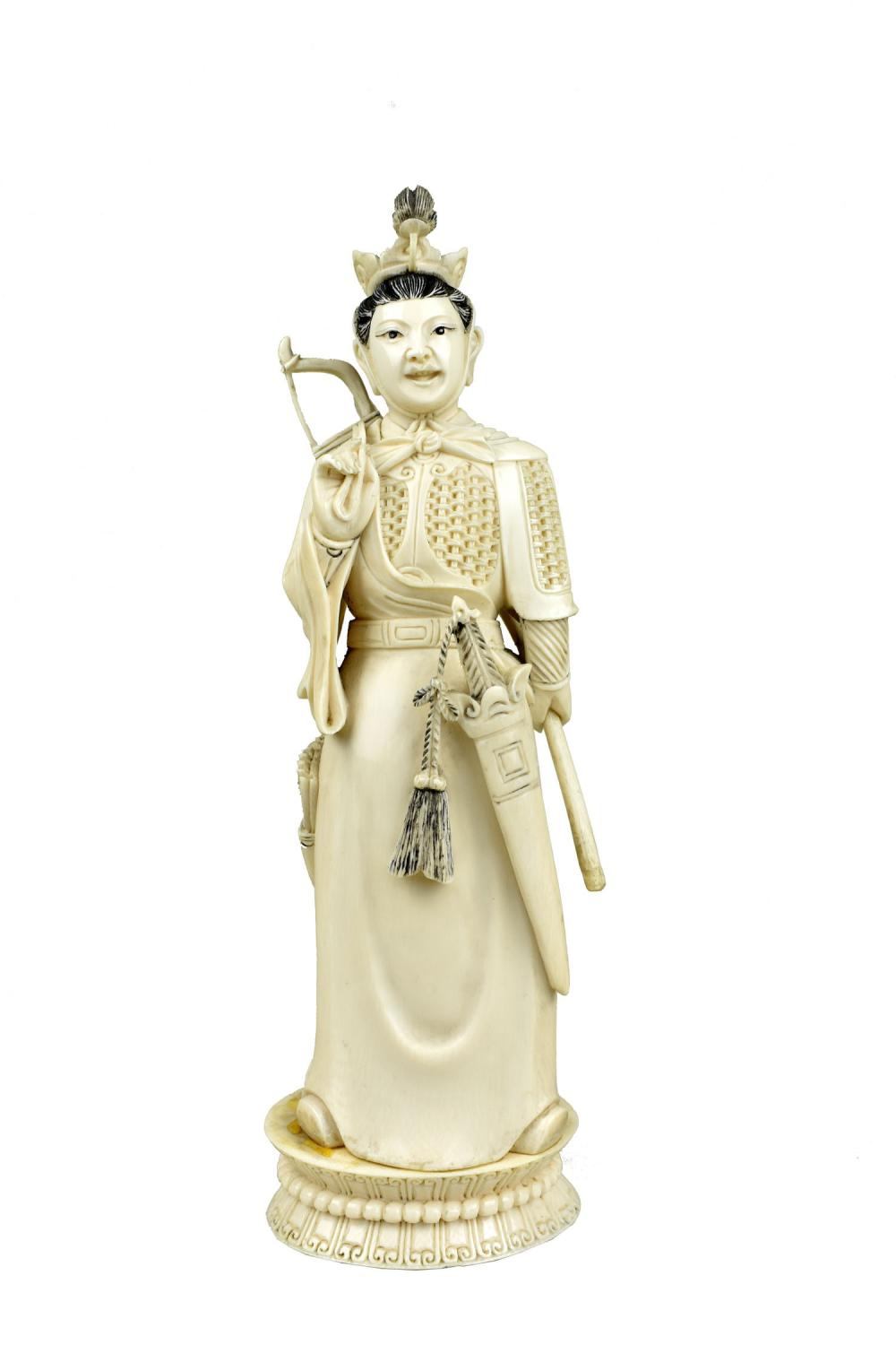 Appraisal: CHINESE REPUBLIC FIGURE OF A GUARDIAN The underside with multiple