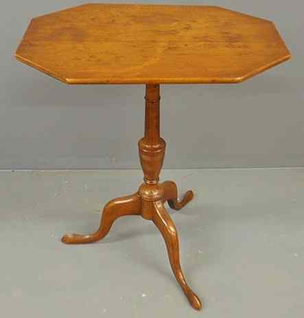 Appraisal: New England Queen Anne maple candlestand c with an octagonal