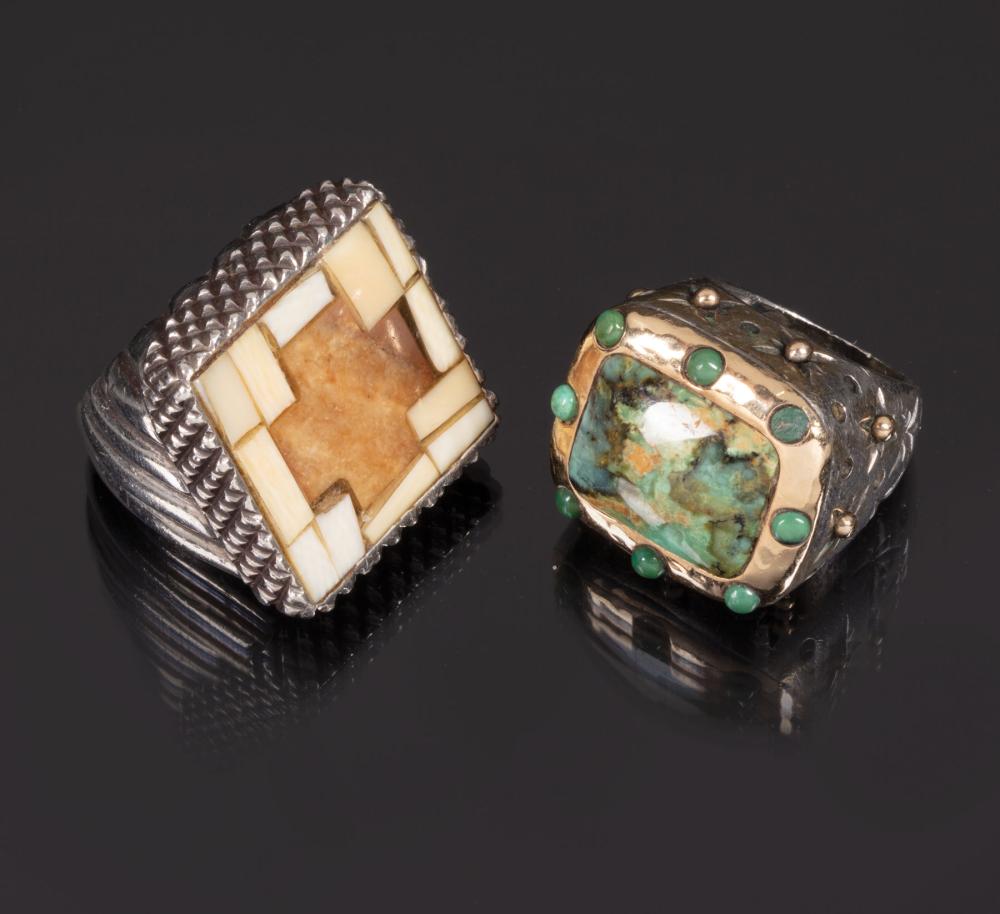 Appraisal: Dian Malouf Inlaid Ring signed marks rubbed together with Dian