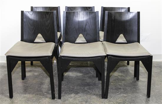 Appraisal: Sale Lot A Set of Six Modern Cerused Wood Chairs