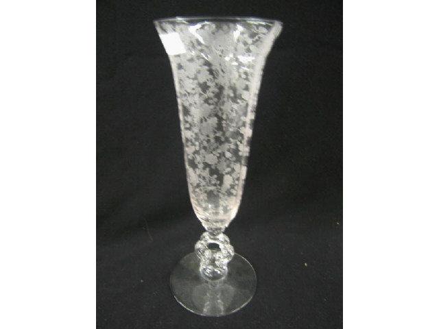 Appraisal: Cambridge Rosepoint Etched Crystal Vase