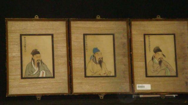 Appraisal: Three Chinese Priest Portraits - Ralph Chait Collection Watercolors on