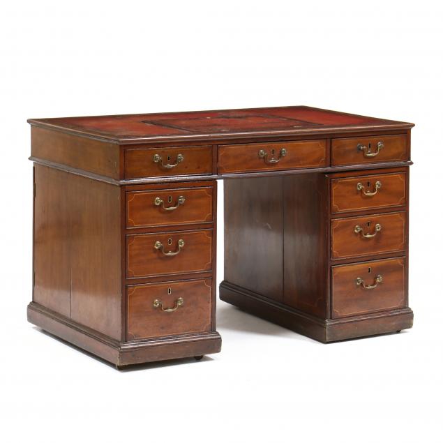 Appraisal: GEORGE III MAHOGANY PARTNER'S DESK WITH HINGED DOCUMENT PANEL Circa