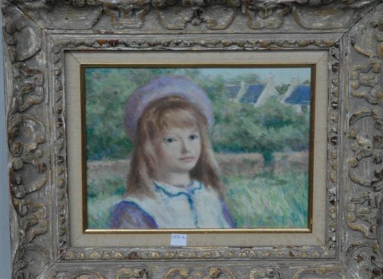 Appraisal: GUISSON ANDRE OIL ON CANVAS Lovely girl in purple hat