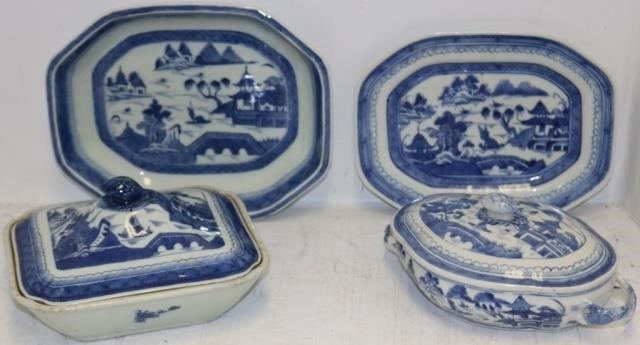 Appraisal: PIECES OF TH C BLUE AND WHITE CANTON TOINCLUDE X