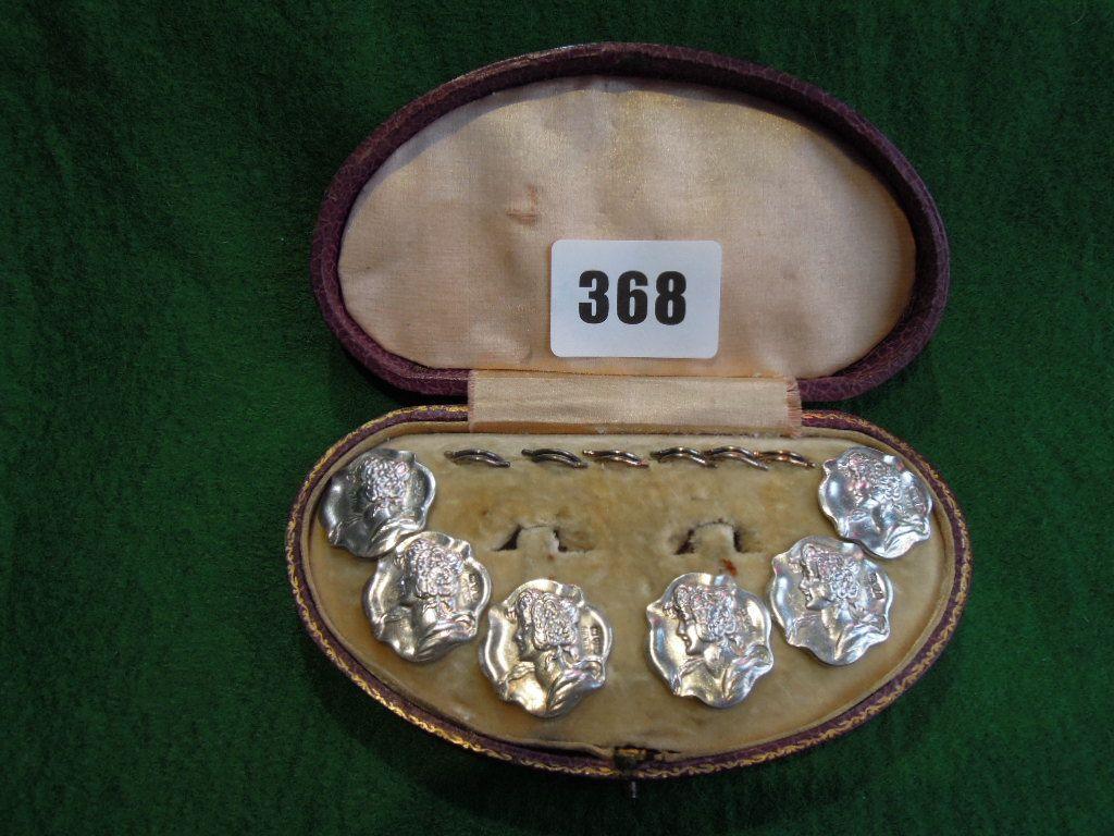 Appraisal: A set of six silver Art Nouveau buttons each with