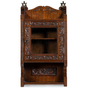 Appraisal: A Cincinnati Art-Carved Wall Cabinet in Walnut American Late th