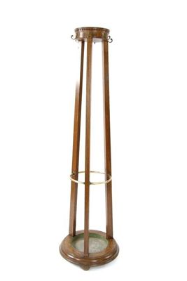 Appraisal: A late Victorian oak tripod hall stand with brass hooks