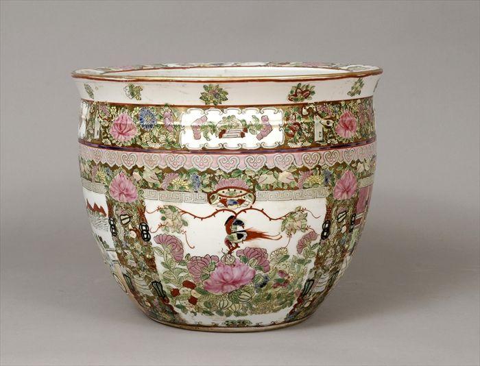 Appraisal: Chinese Rose Medallion Porcelain Fish Bowl in in diam