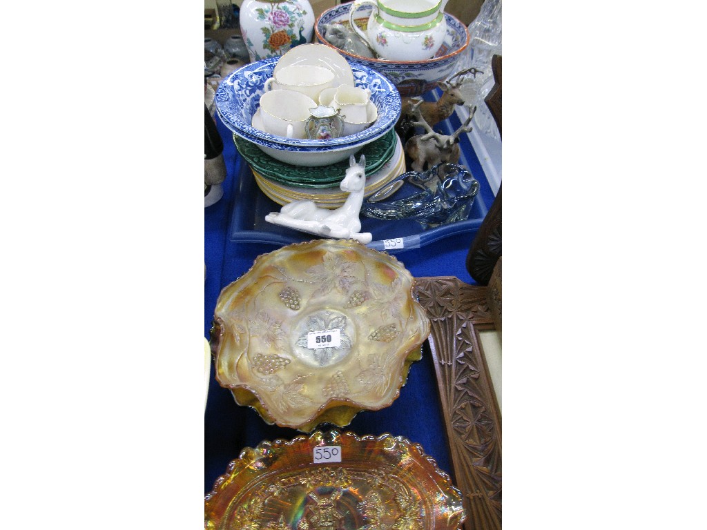 Appraisal: Lot comprising three carnival glass bowls and a tray lot