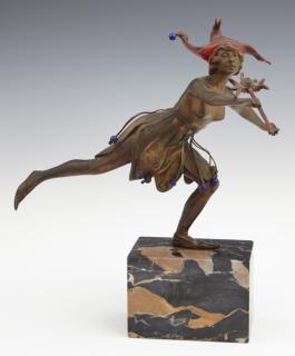 Appraisal: A Titzel Austrian Harlequin Dancer c Art Deco polychromed bronze