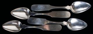 Appraisal: E Newberry Coin Silver Spoons Circa Four Four American coin