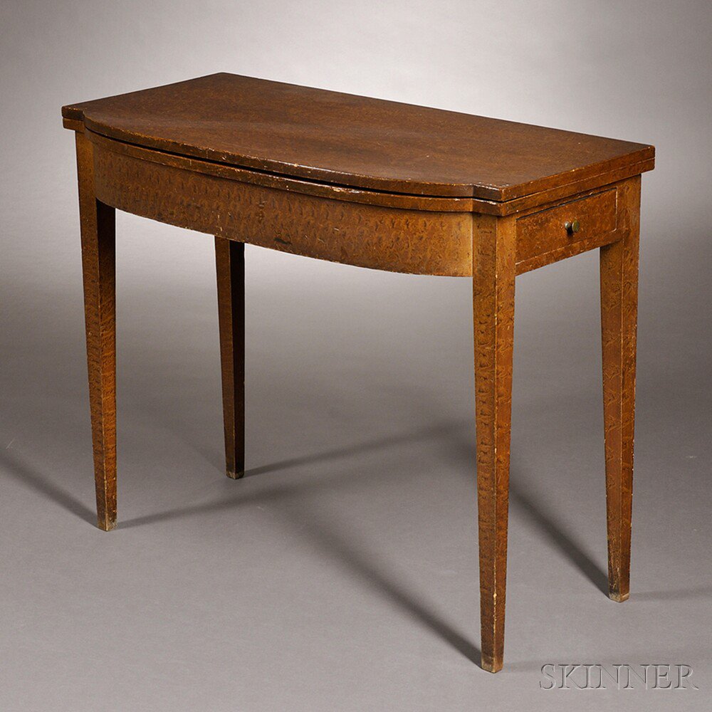 Appraisal: Federal Sponge-painted Pine Game Table New England early th century